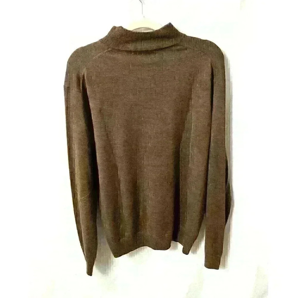 Mazzoni Mens Lg Brown Mock Neck Long Sleeve Acrylic Wool Sweater Lightweight - Picture 7 of 8